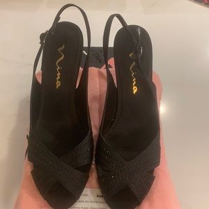 Nina Satin and rhinestone dress heels